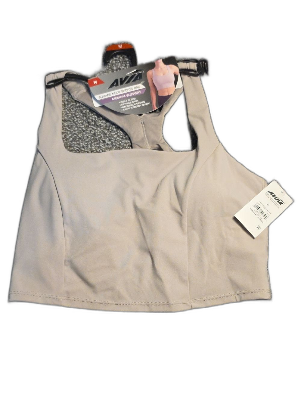 NWT Avia Women's Taupe Longline Racerback Sports Bra